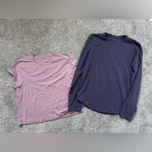 Lululemon pink and purple organic cotton Long Sleeve Shirt and tee
